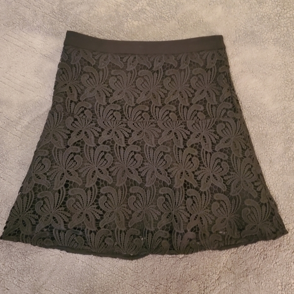 Loft Black Lace Lined Skirt